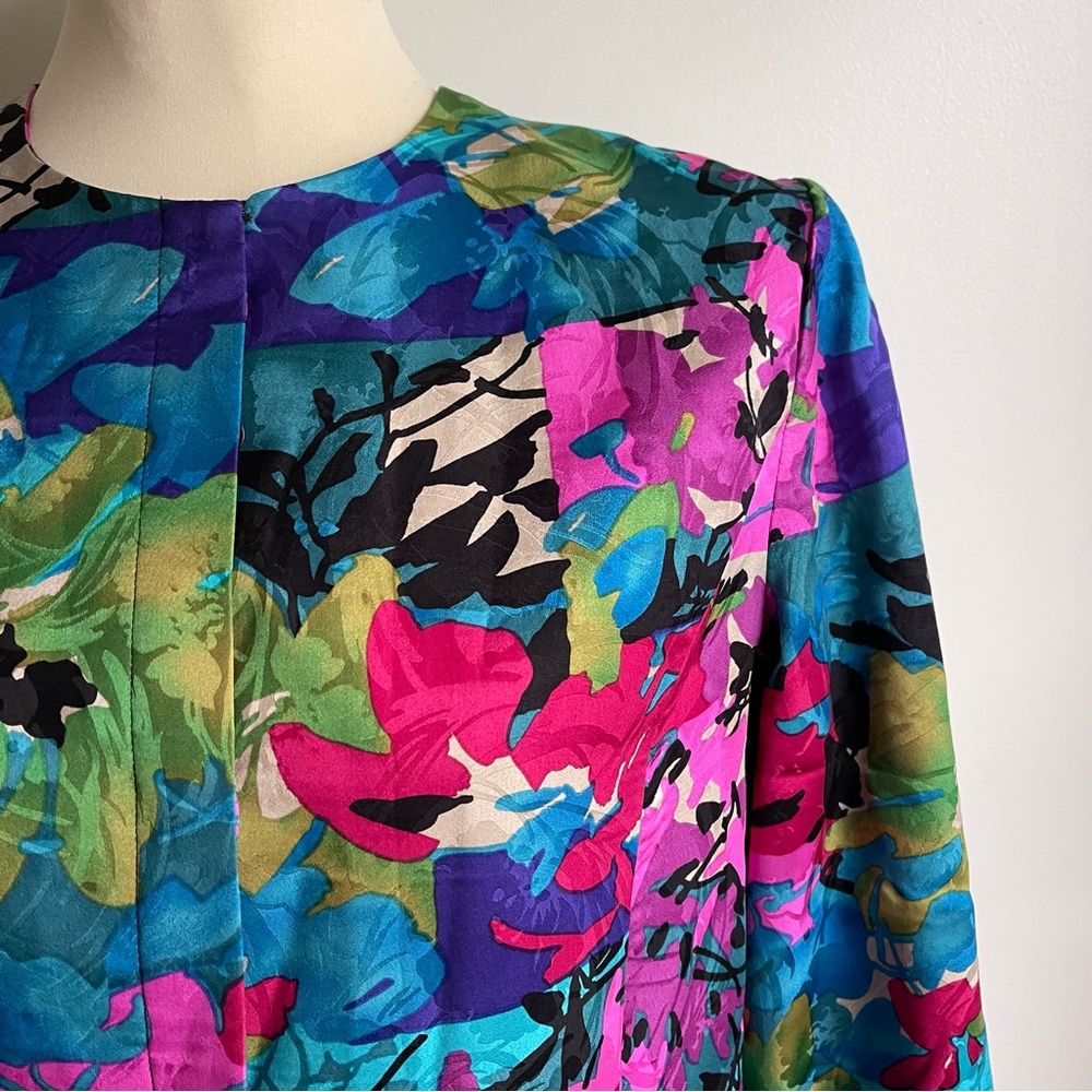 Anne Crimmins Umi Collection Silk Jacquard Floral Evening Blazer Jacket 10 - Picture 2 of 11